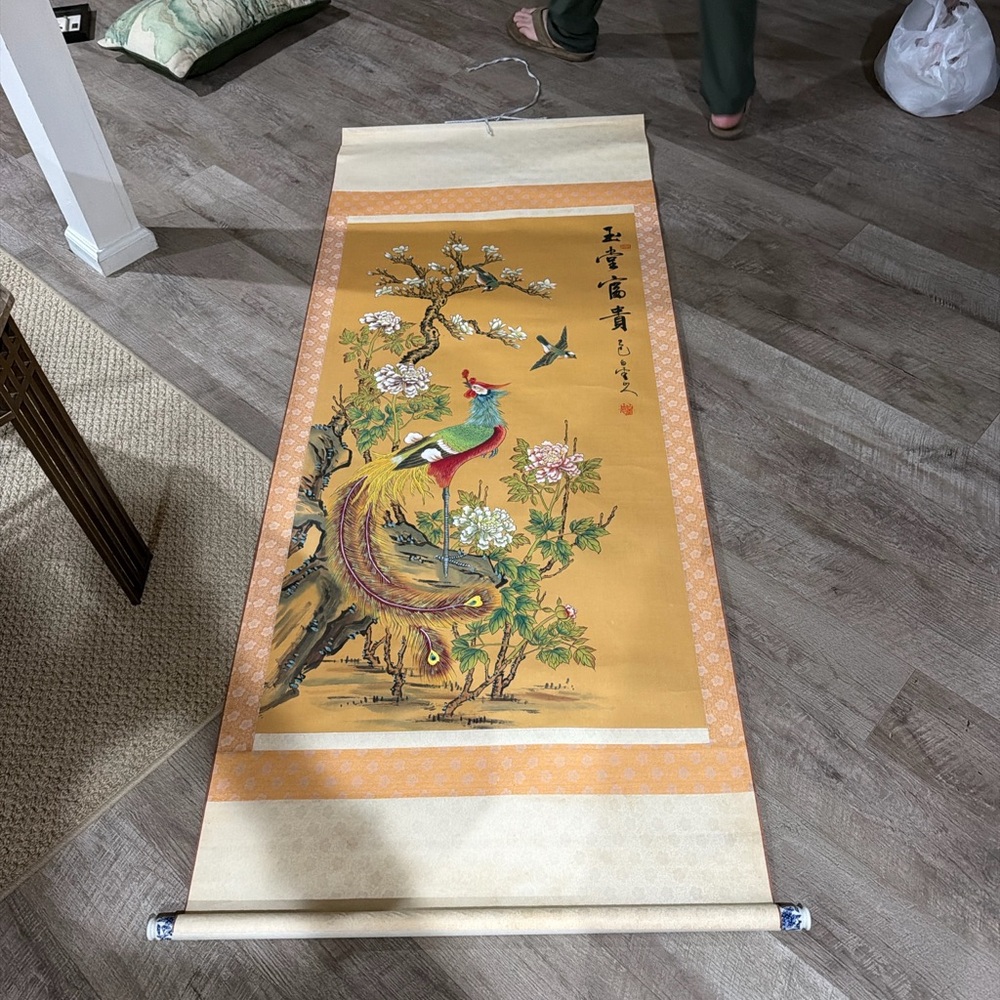 Ele Chinese hanging scrolls hand painted bird and flowers